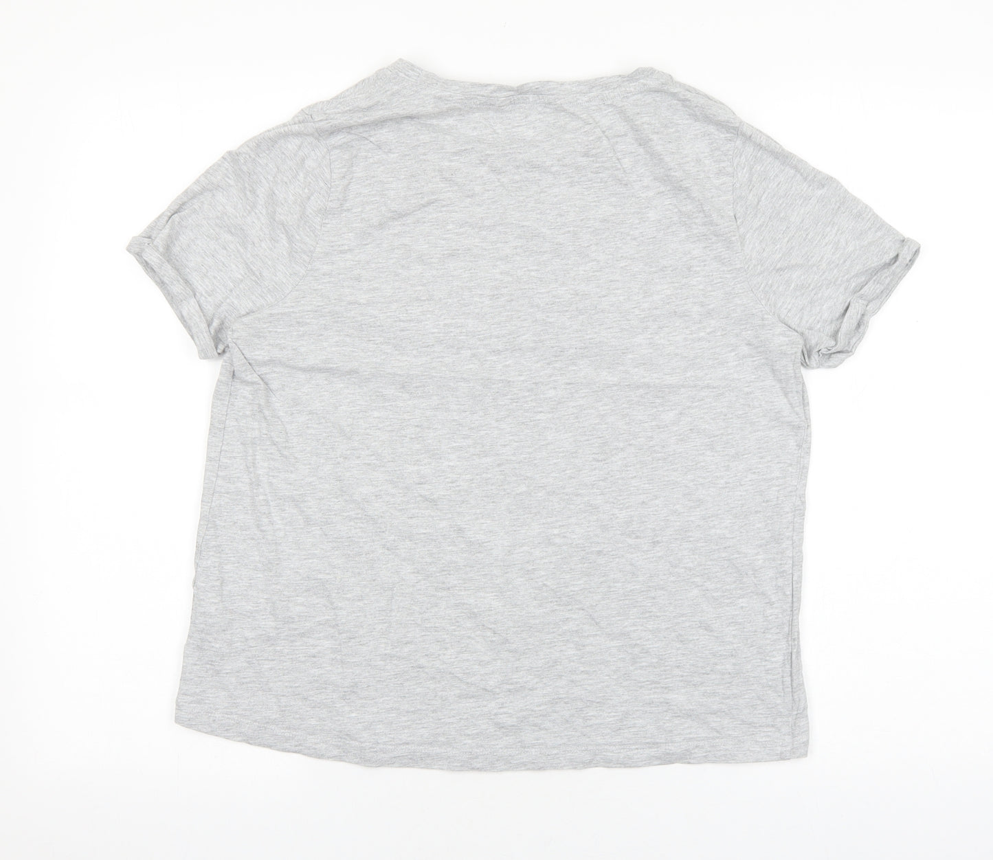 TU Womens Grey Cotton Basic T-Shirt Size 14 Scoop Neck - Au Revoir