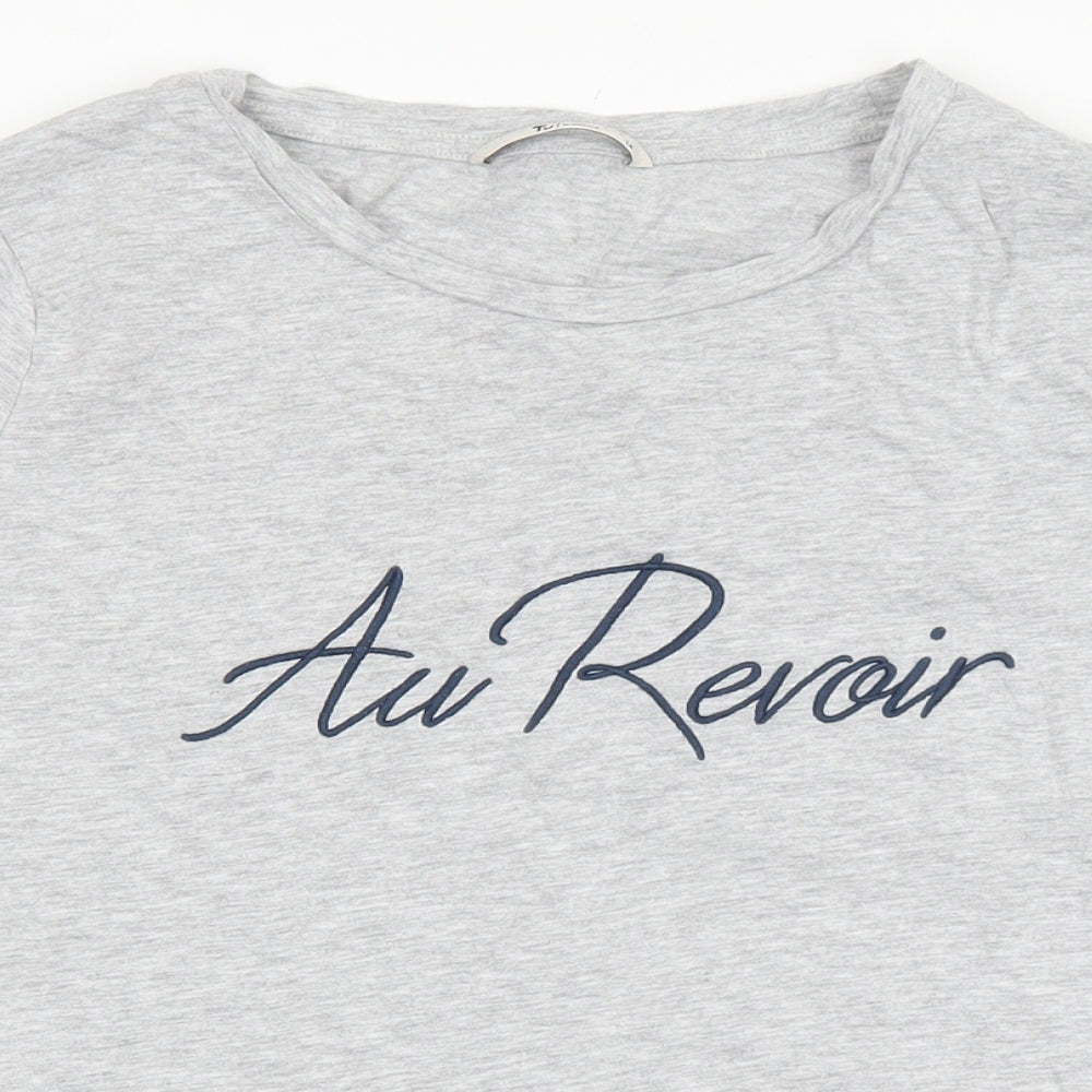 TU Womens Grey Cotton Basic T-Shirt Size 14 Scoop Neck - Au Revoir