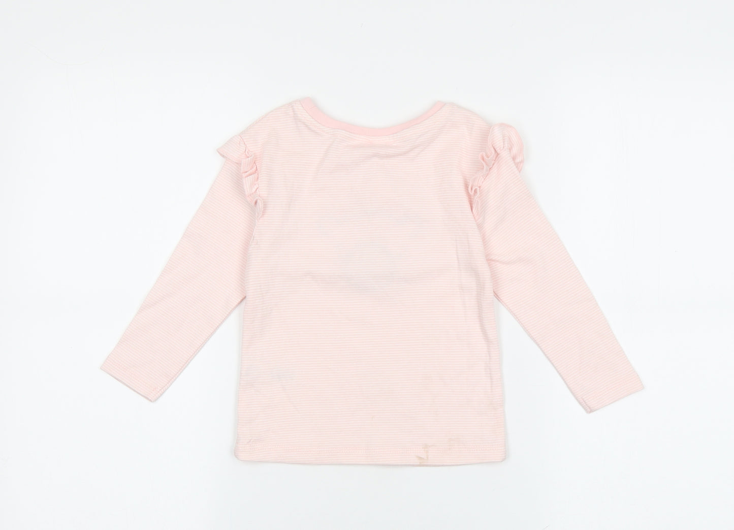 George Girls Pink 100% Cotton Basic T-Shirt Size 2-3 Years Round Neck Pullover