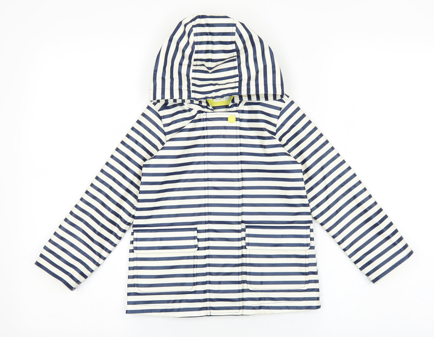 John Lewis Girls Blue Striped Rain Coat Jacket Size 2 Years Zip