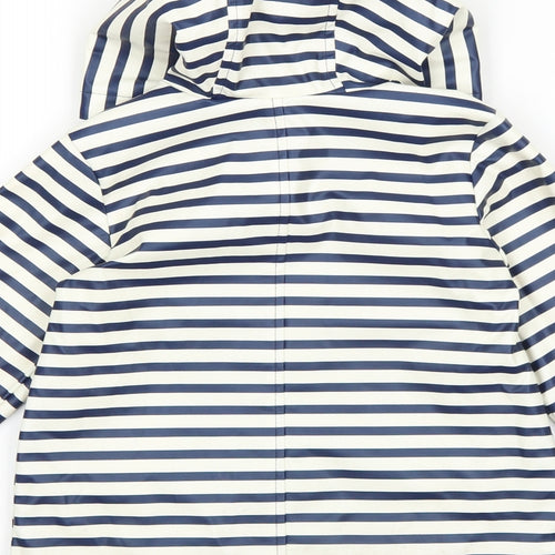 John Lewis Girls Blue Striped Rain Coat Jacket Size 2 Years Zip