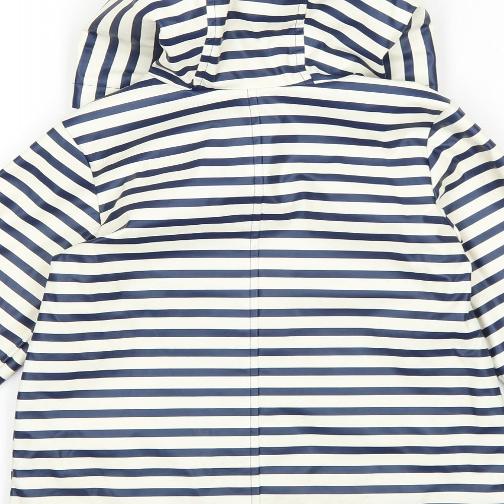 John Lewis Girls Blue Striped Rain Coat Jacket Size 2 Years Zip