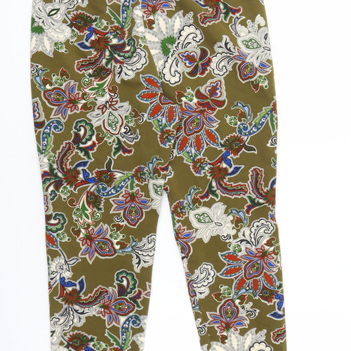 Love Womens Green Geometric Polyester Trousers Size L L26 in Regular Zip