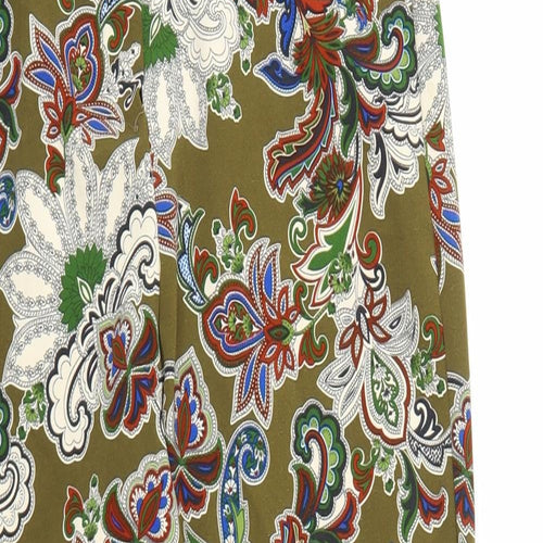 Love Womens Green Geometric Polyester Trousers Size L L26 in Regular Zip