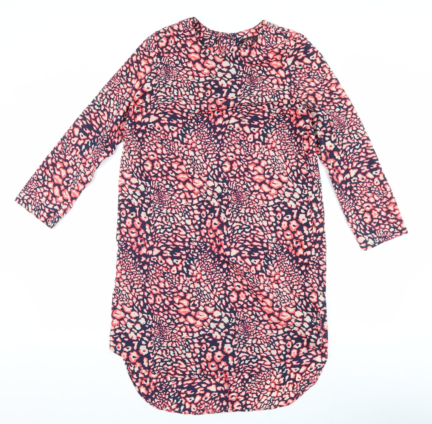 Topshop Womens Pink Geometric Polyester Shift Size 10 Round Neck