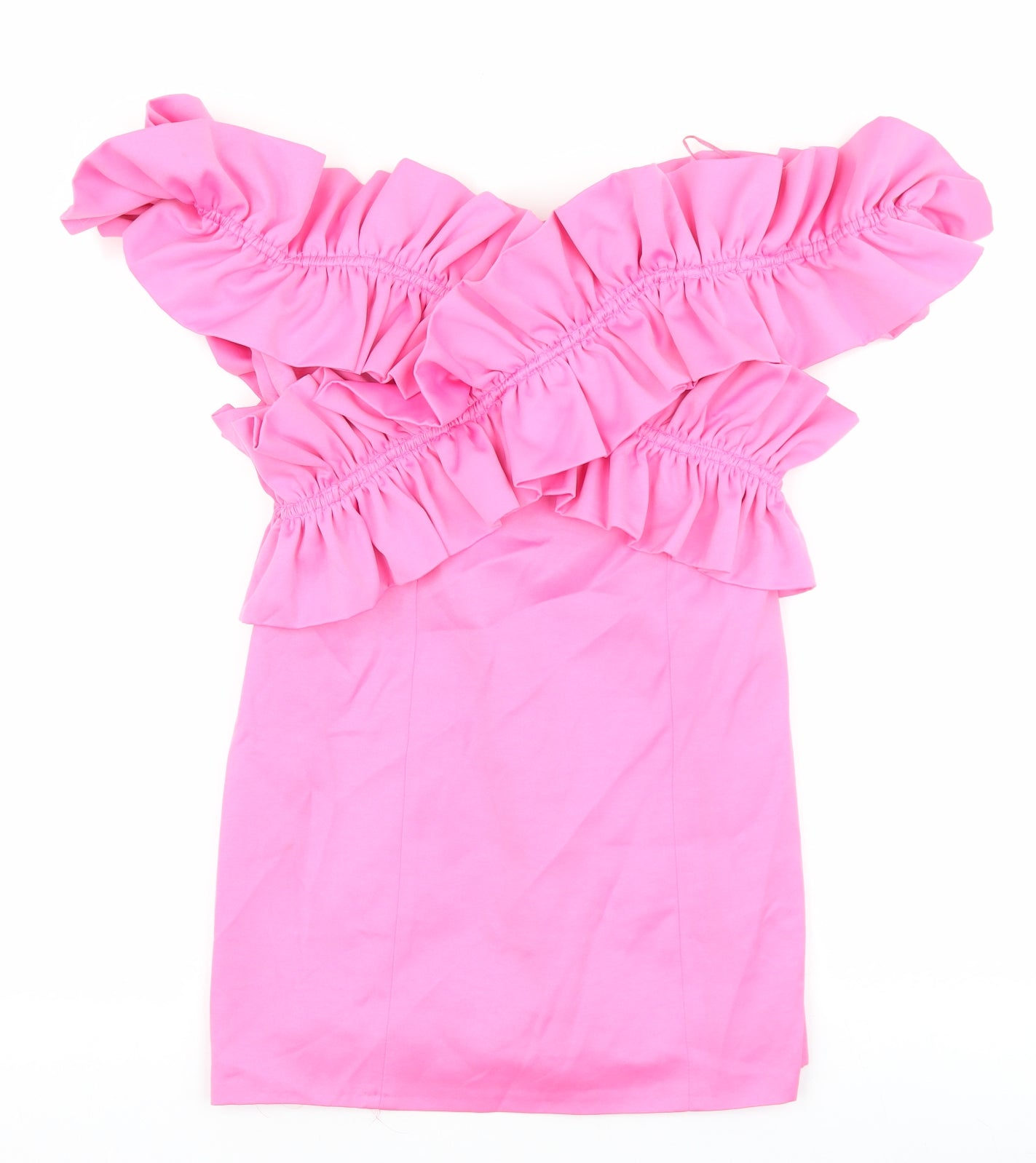 Zara Womens Pink Polyester Basic T-Shirt Size M Off the Shoulder