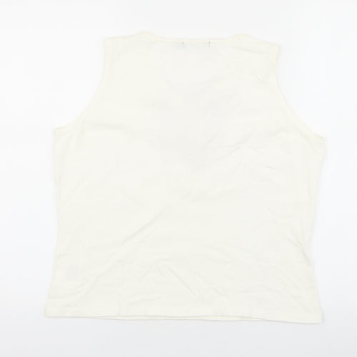 Verse Womens White Cotton Basic Tank Size 42 V-Neck