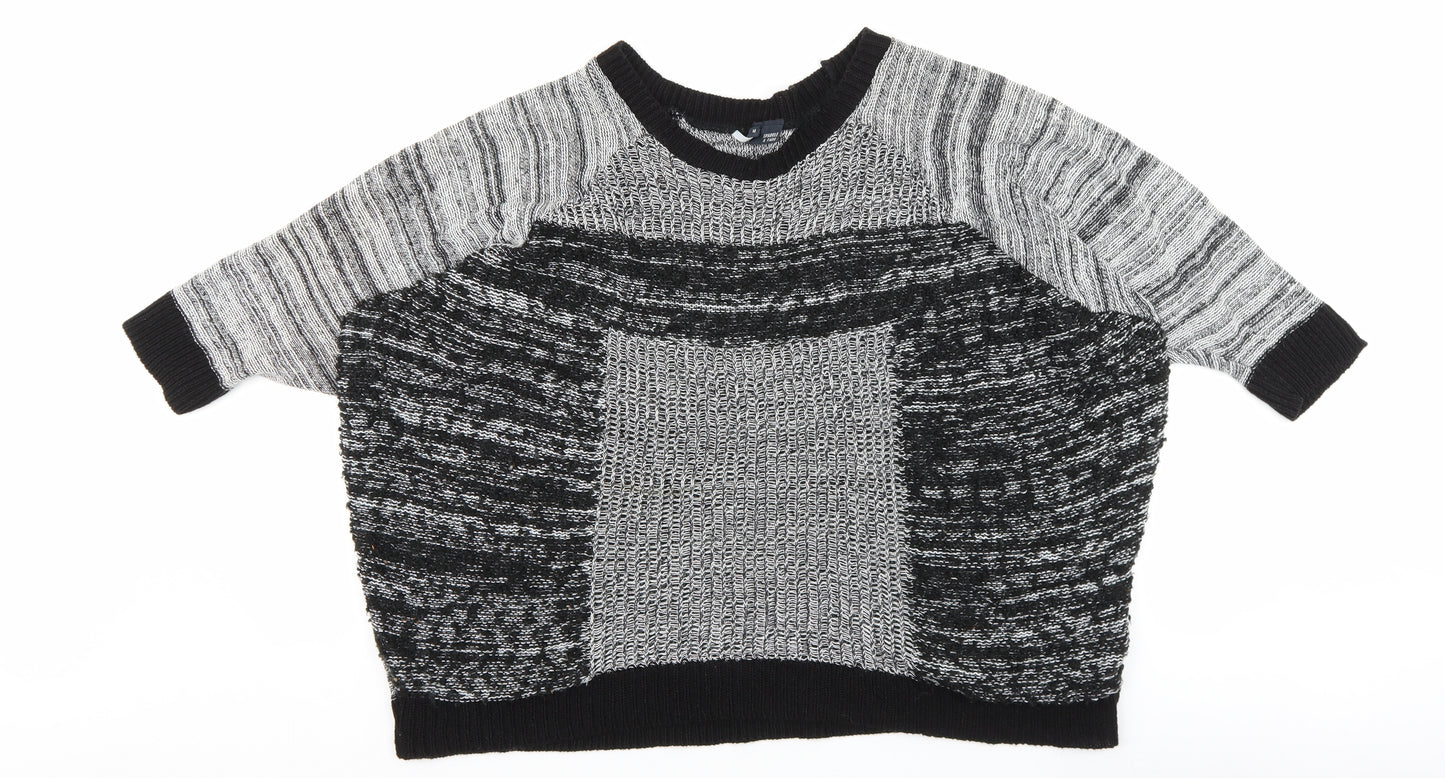 Sparkle & Fade Womens Grey Round Neck Geometric Polyester Pullover Jumper Size M