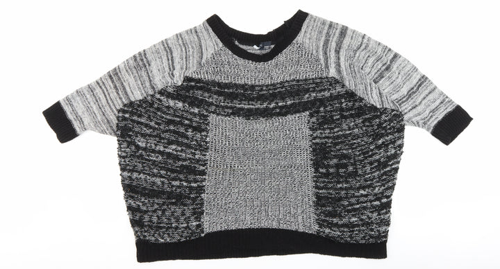 Sparkle & Fade Womens Grey Round Neck Geometric Polyester Pullover Jumper Size M
