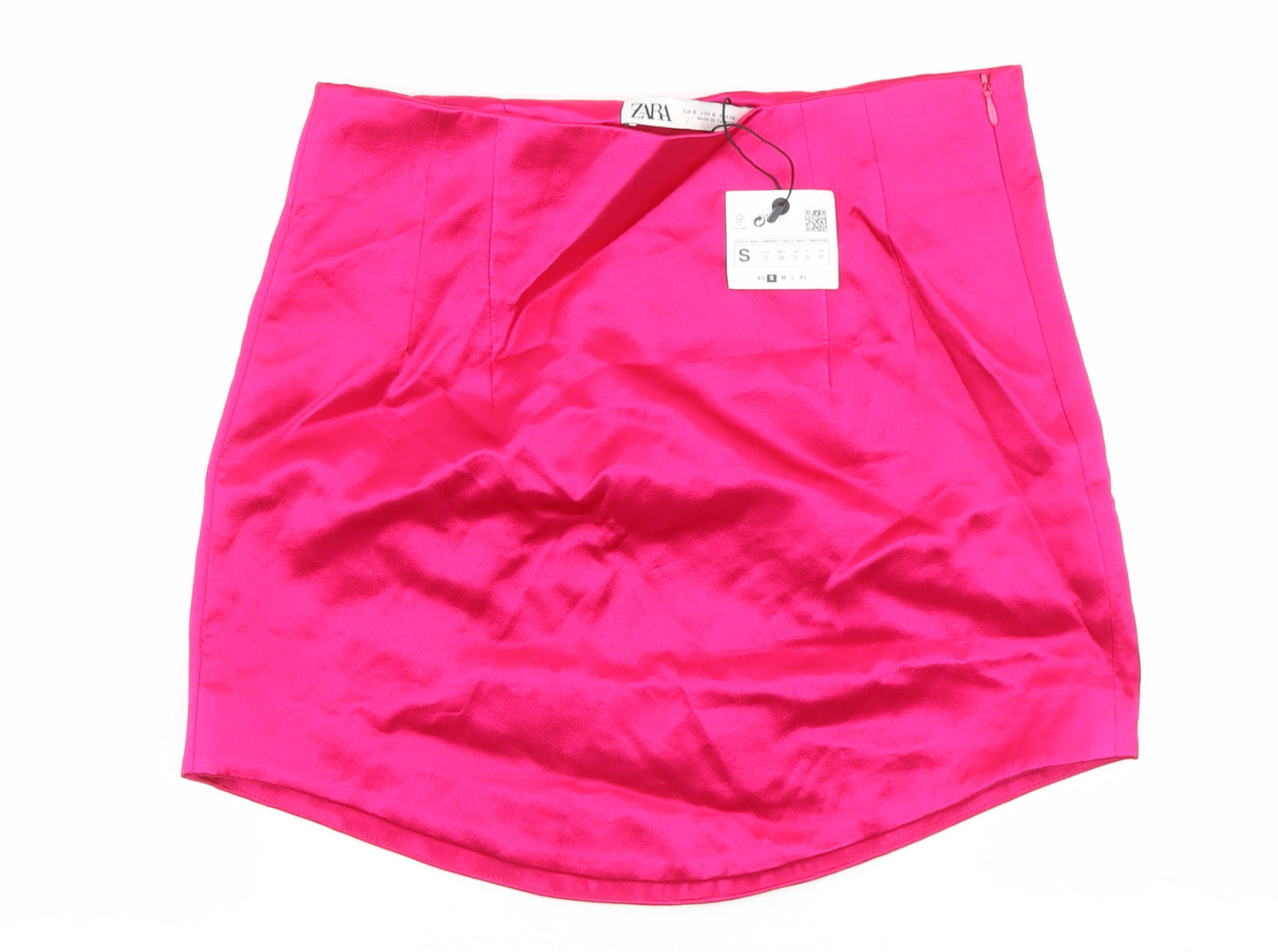Zara Womens Pink Polyester Mini Skirt Size S Zip