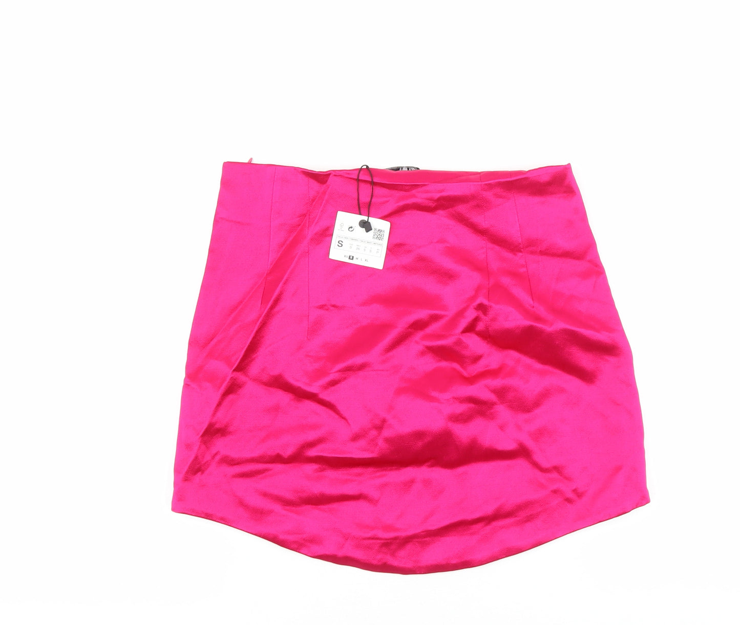 Zara Womens Pink Polyester Mini Skirt Size S Zip