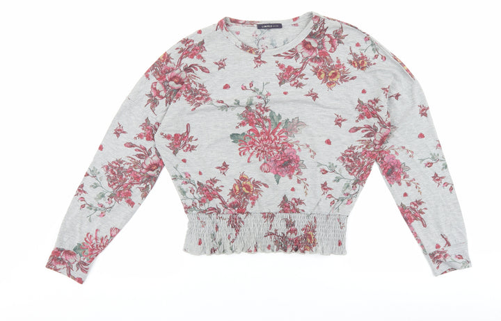 Marks and Spencer Womens Grey Floral Elastane Pullover Sweatshirt Size 12 Pullover
