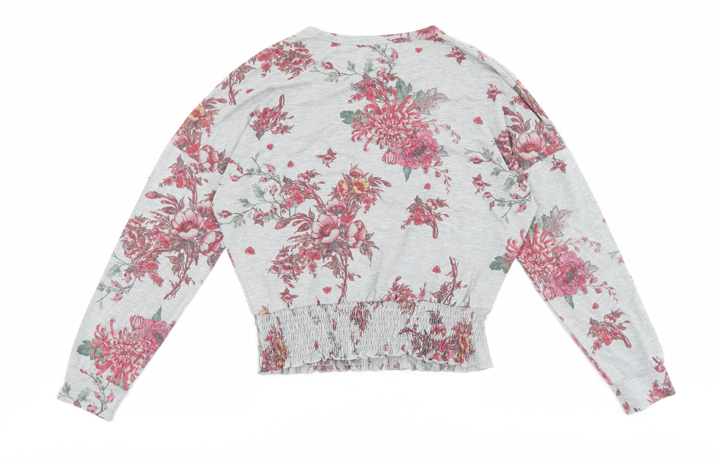 Marks and Spencer Womens Grey Floral Elastane Pullover Sweatshirt Size 12 Pullover