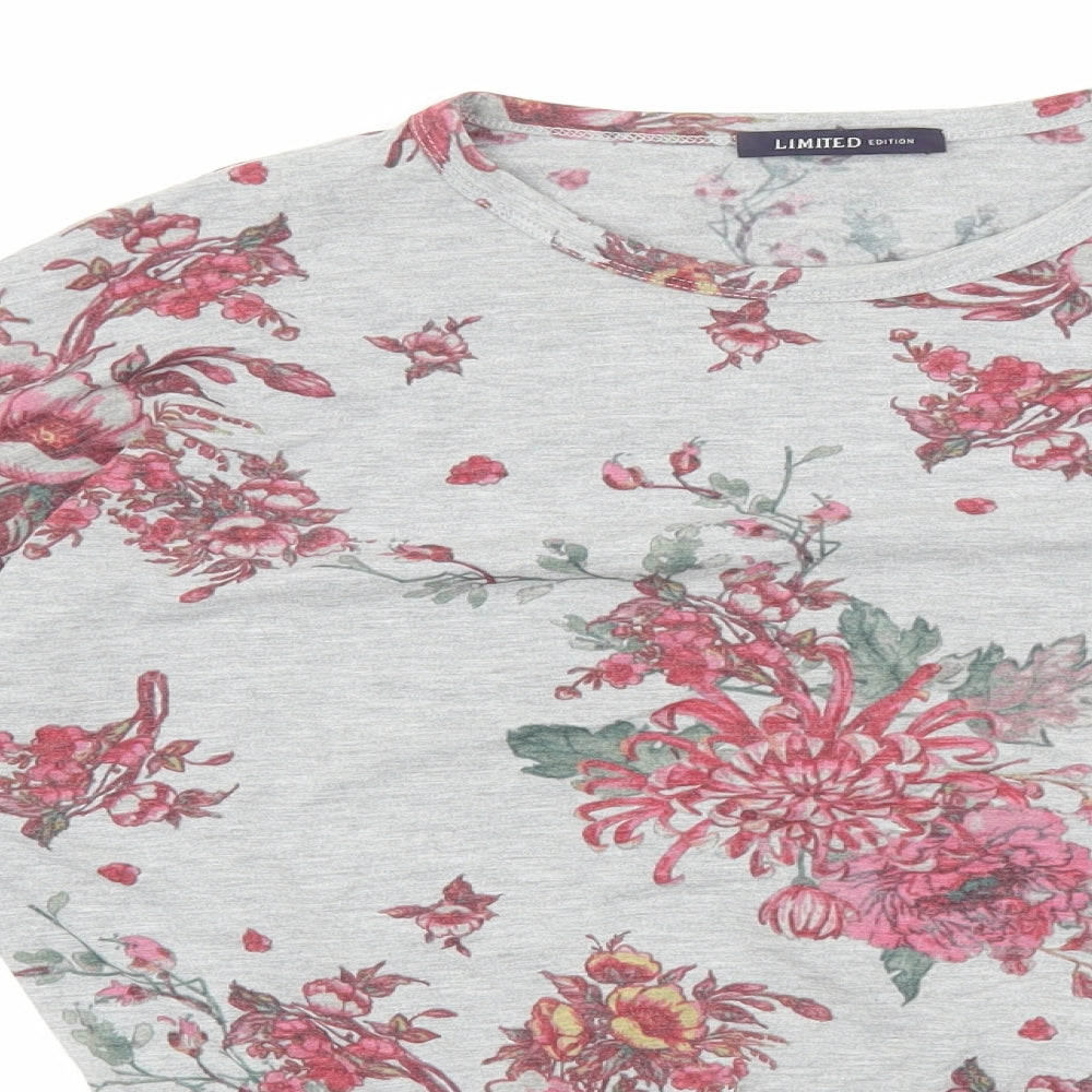 Marks and Spencer Womens Grey Floral Elastane Pullover Sweatshirt Size 12 Pullover