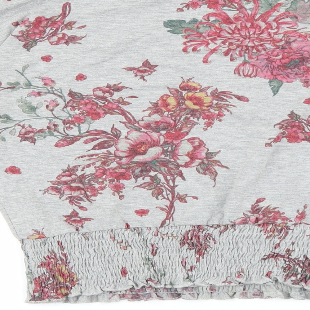 Marks and Spencer Womens Grey Floral Elastane Pullover Sweatshirt Size 12 Pullover