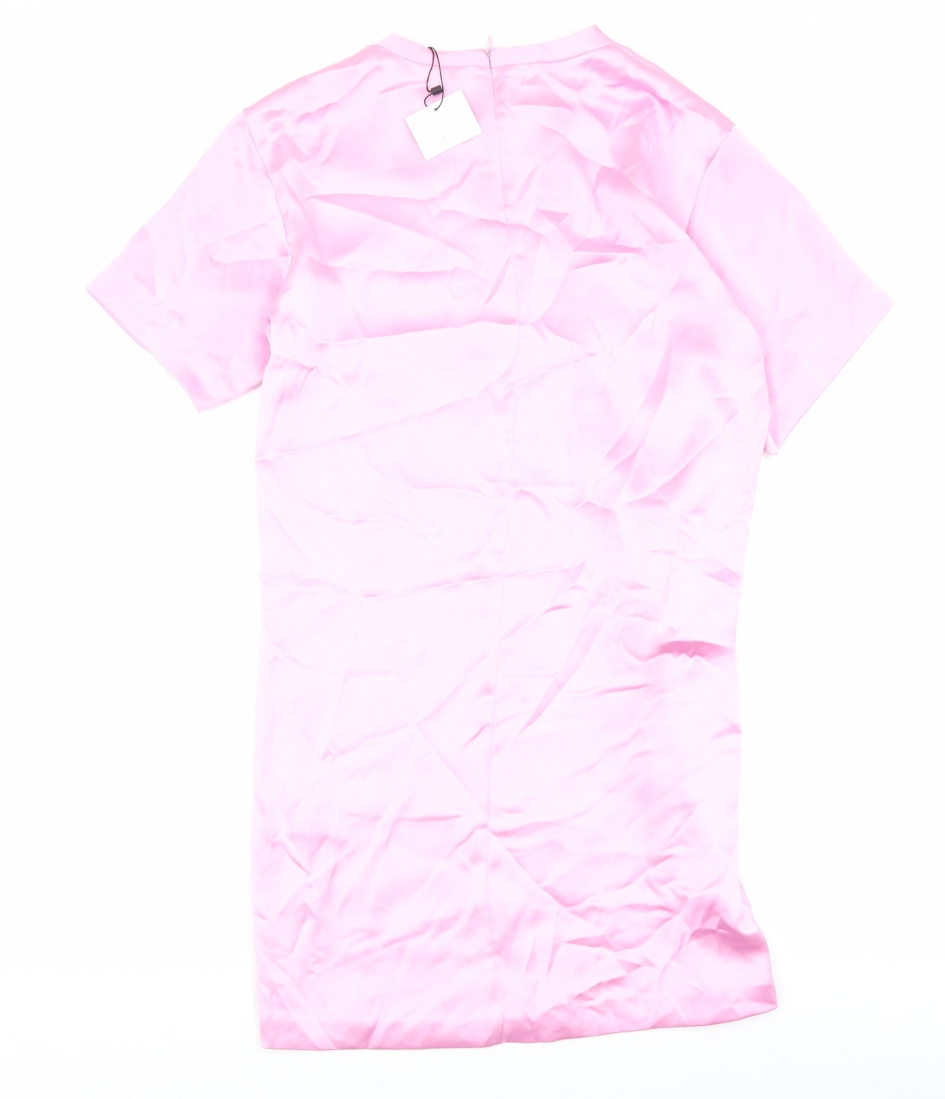 Zara Womens Pink Polyester T-Shirt Dress Size S Round Neck Zip