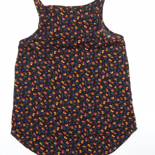 Primark Womens Black Floral Polyester Camisole Tank Size 8 Boat Neck