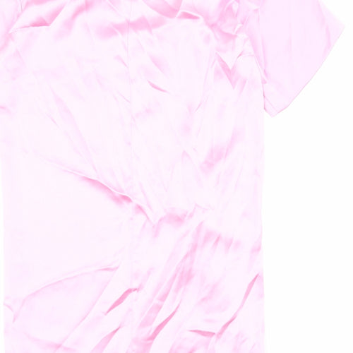 Zara Womens Pink Polyester Shirt Dress Size M Round Neck Zip