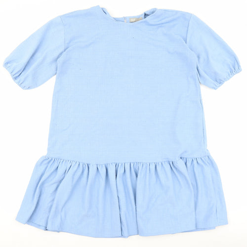 ASOS Womens Blue Polyester A-Line Size 10 Round Neck Button