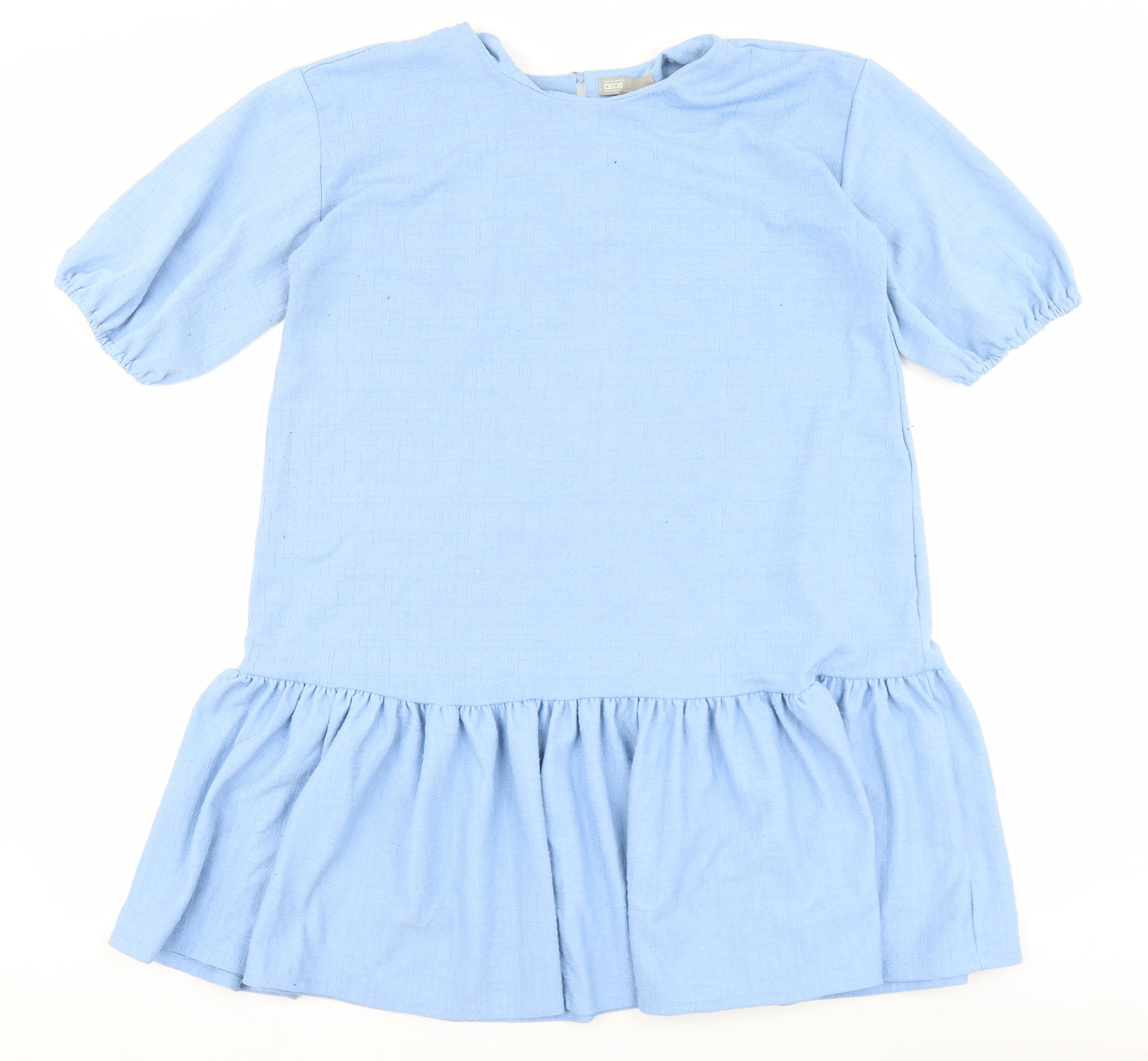 ASOS Womens Blue Polyester A-Line Size 10 Round Neck Button