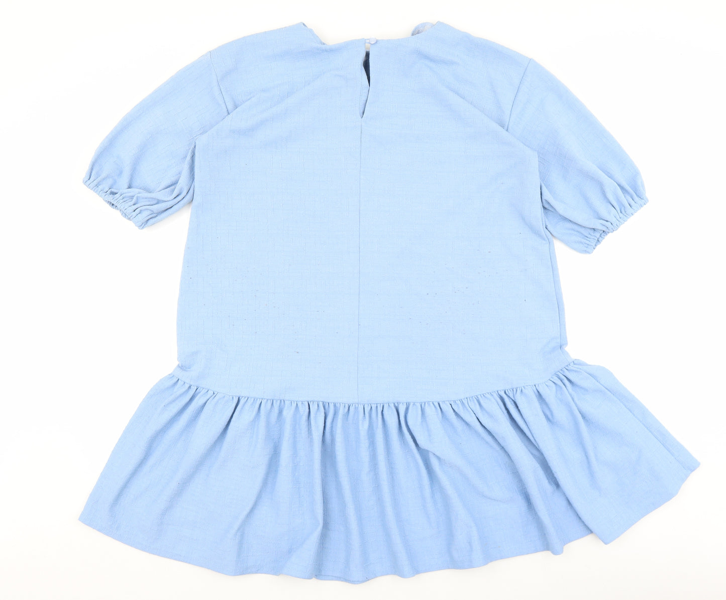 ASOS Womens Blue Polyester A-Line Size 10 Round Neck Button