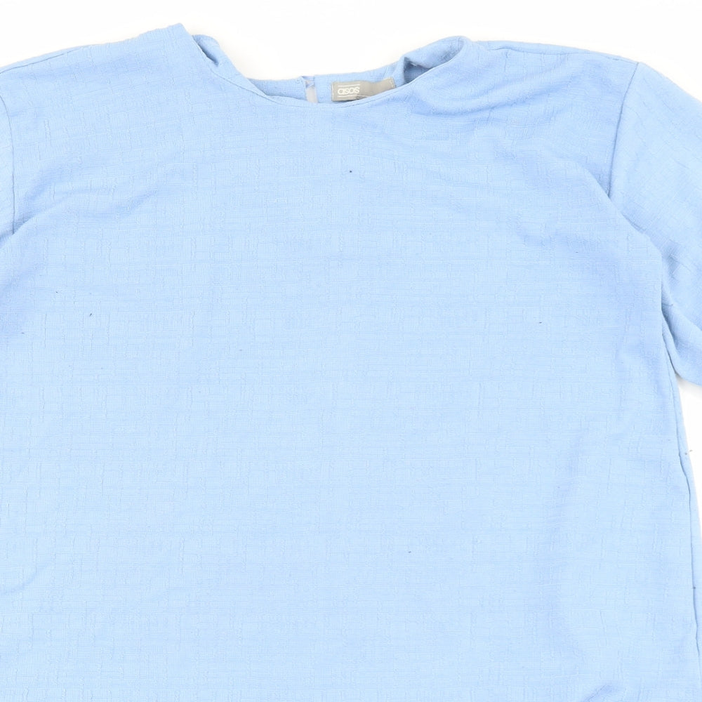 ASOS Womens Blue Polyester A-Line Size 10 Round Neck Button