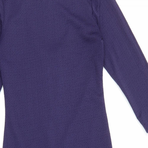 Warehouse Womens Blue Viscose Pencil Dress Size 10 Boat Neck Zip