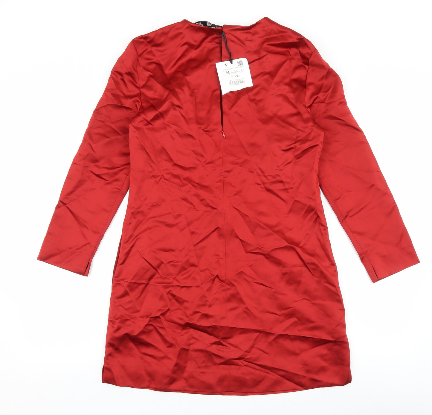 Zara Womens Red Polyester Mini Size M Round Neck Zip