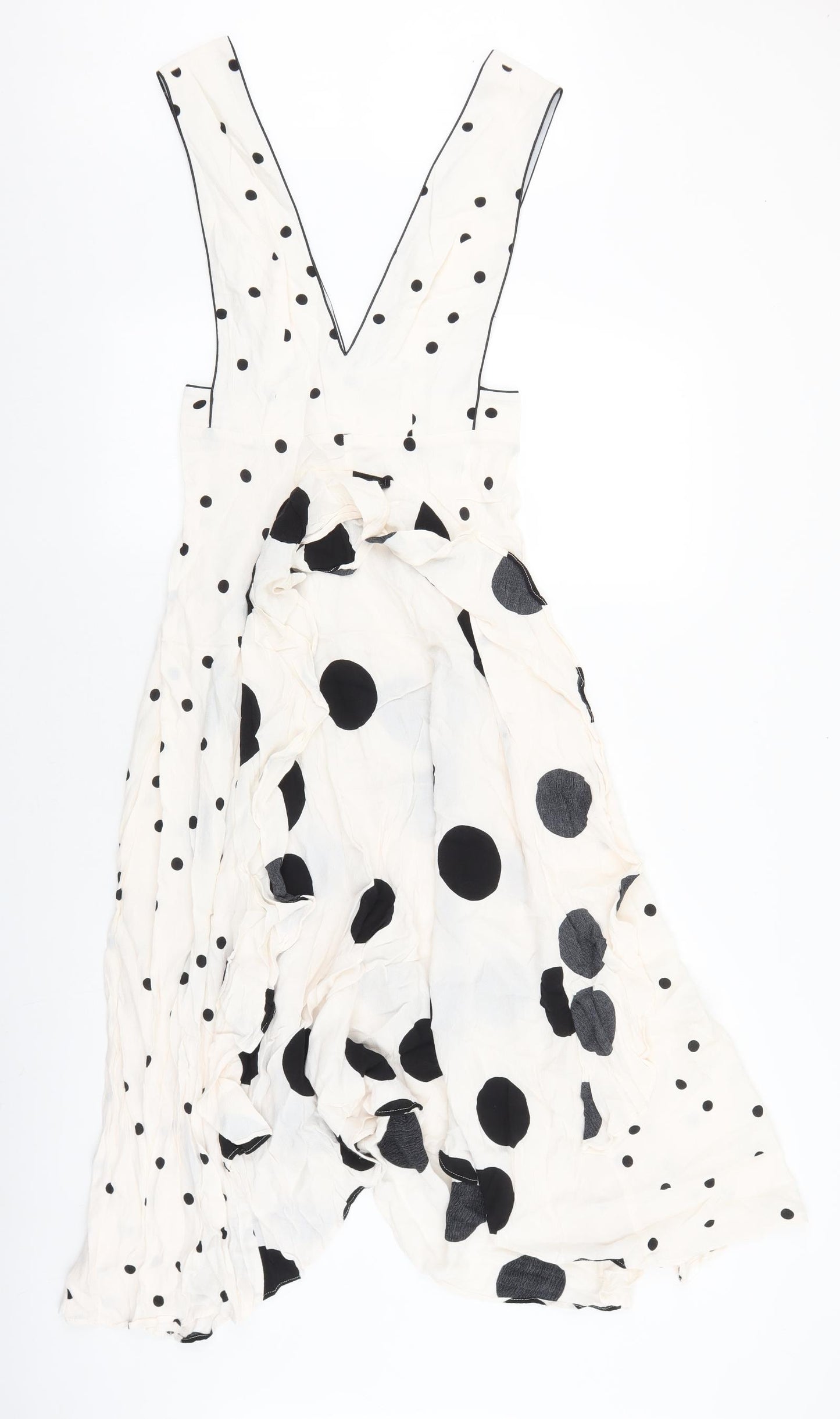 Toshop Womens Ivory Polka Dot Polyester Skater Dress Size 8 V-Neck Zip