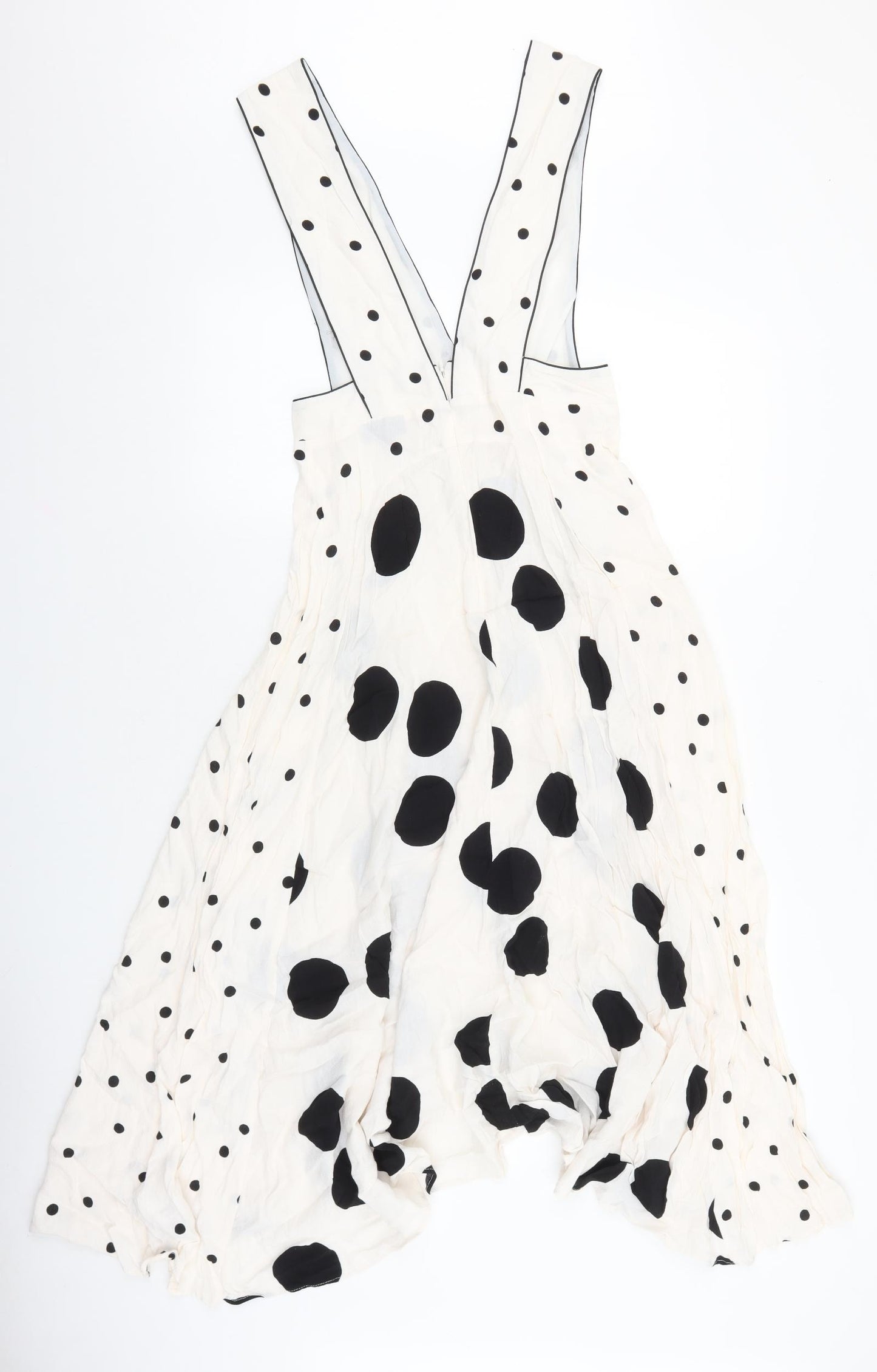 Toshop Womens Ivory Polka Dot Polyester Skater Dress Size 8 V-Neck Zip