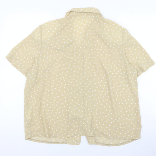 LUCIA Womens Beige Polka Dot Polyester Basic Button-Up Size 20 V-Neck