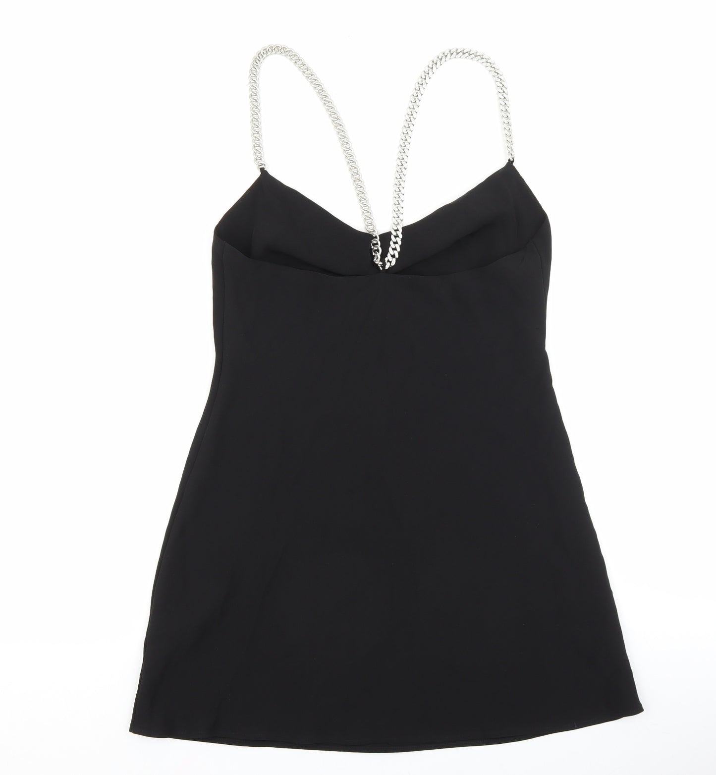 Zara Womens Black Polyester Mini Size S Square Neck Pullover