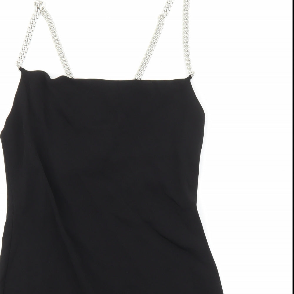 Zara Womens Black Polyester Mini Size S Square Neck Pullover