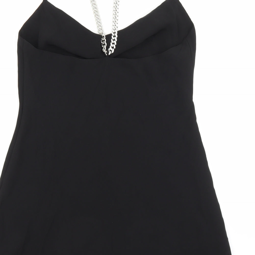 Zara Womens Black Polyester Mini Size S Square Neck Pullover