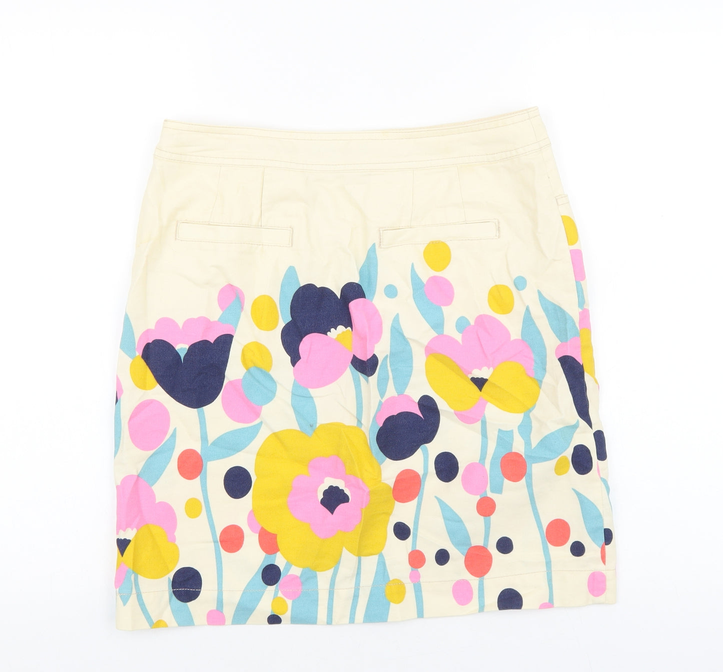 Boden Womens Beige Floral Cotton Mini Skirt Size 10 Zip