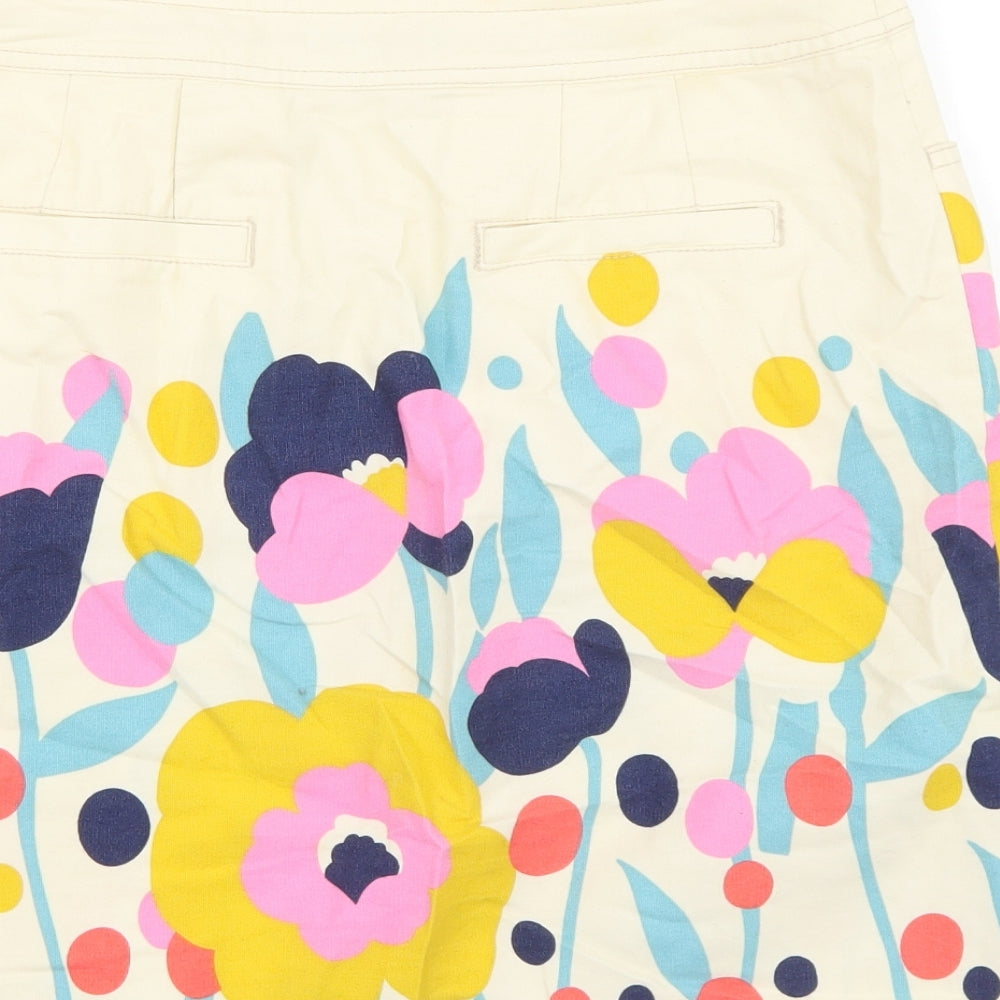 Boden Womens Beige Floral Cotton Mini Skirt Size 10 Zip