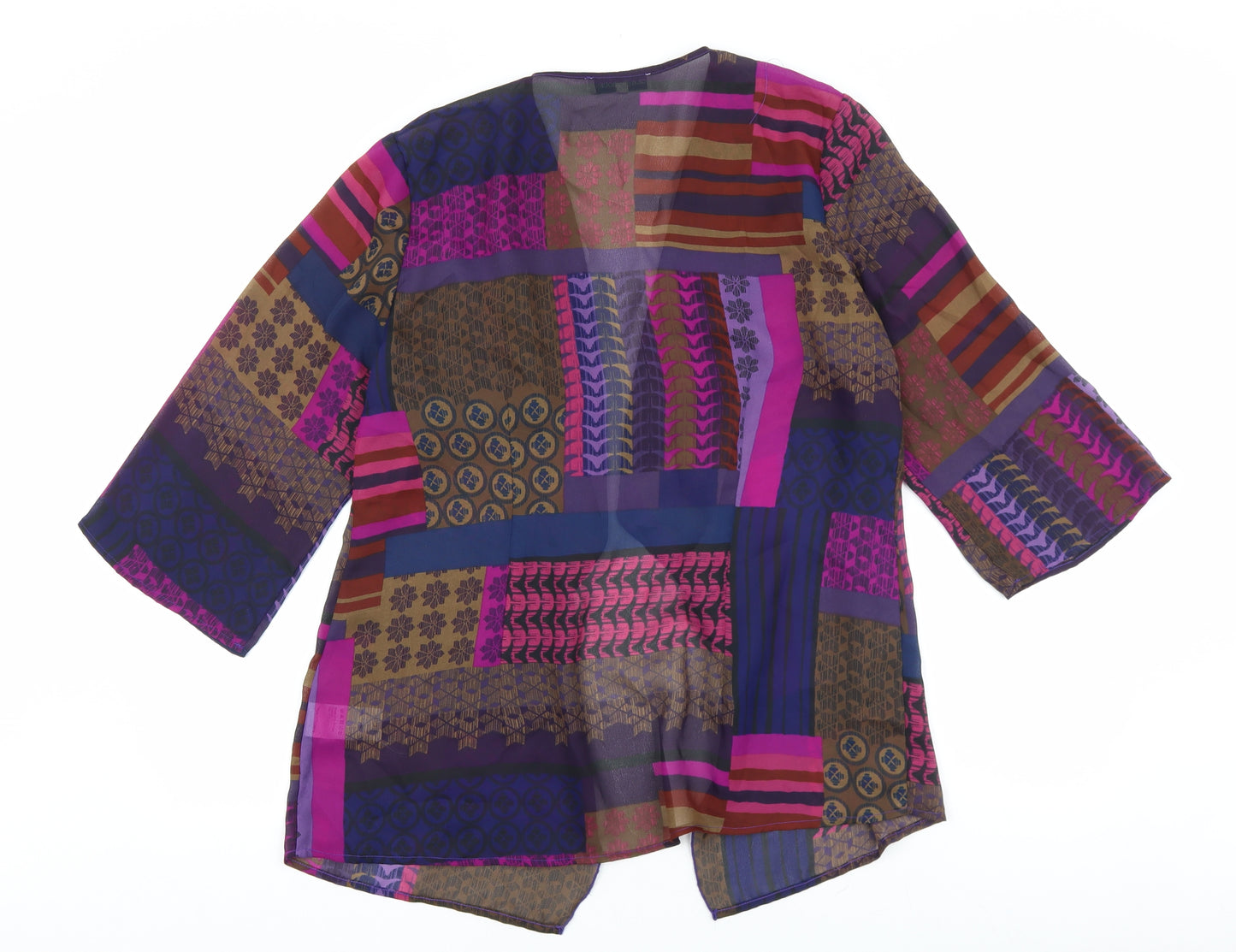 Gray&Osbourn Womens Multicoloured Geometric Polyester Kimono Blouse Size 16 V-Neck