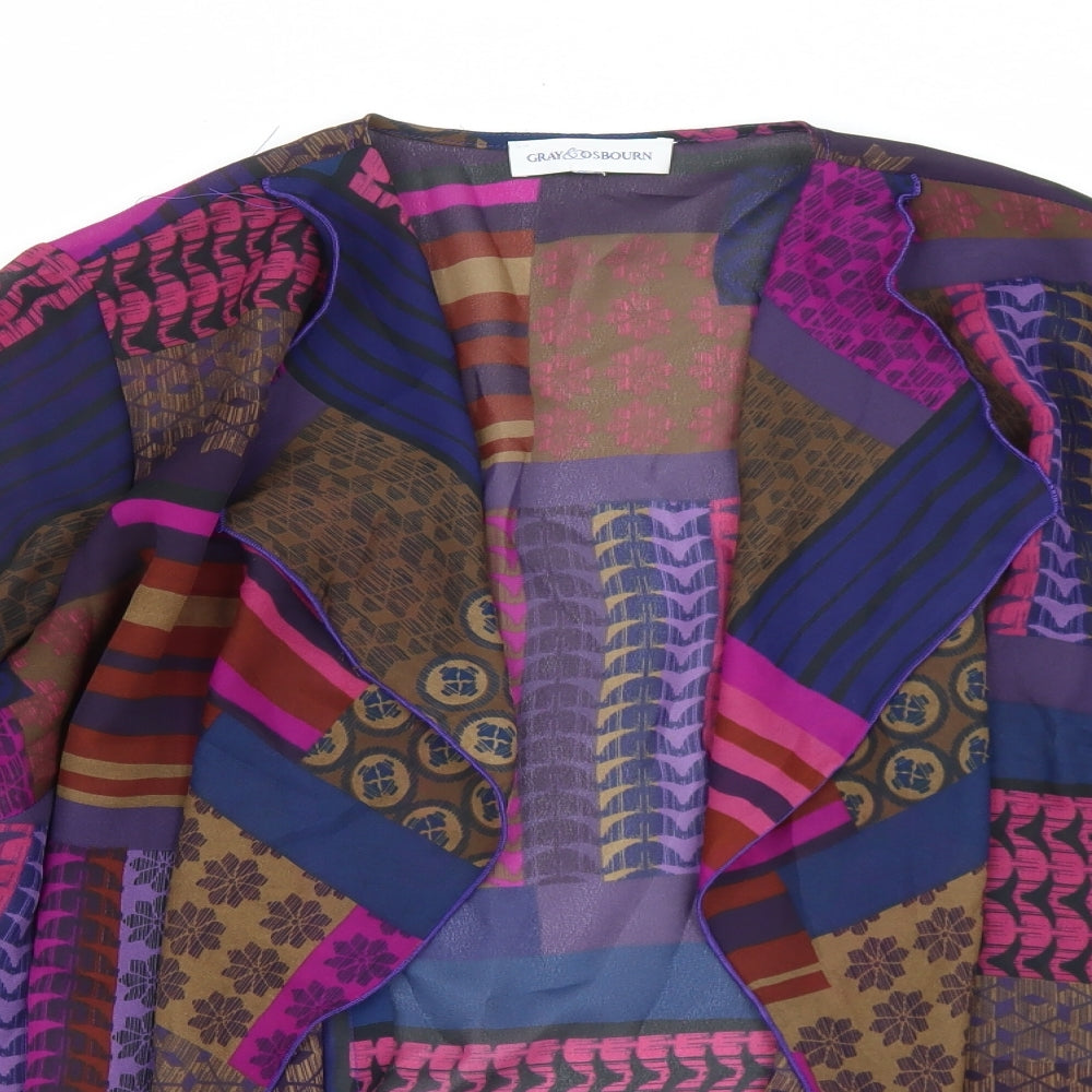 Gray&Osbourn Womens Multicoloured Geometric Polyester Kimono Blouse Size 16 V-Neck