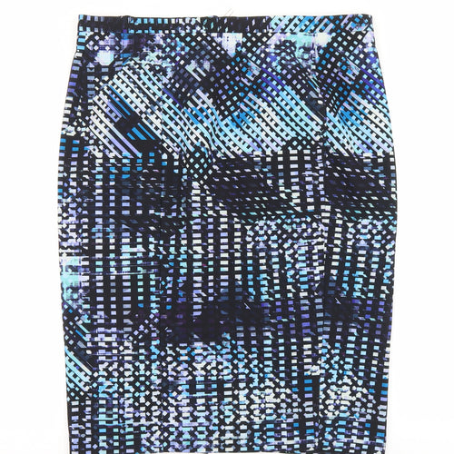 Marks and Spencer Womens Black Geometric Polyester Straight & Pencil Skirt Size 18 Zip