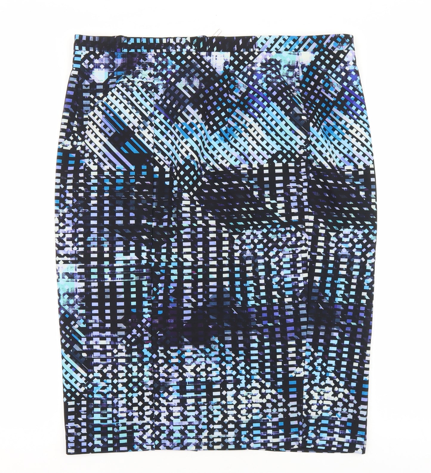 Marks and Spencer Womens Black Geometric Polyester Straight & Pencil Skirt Size 18 Zip