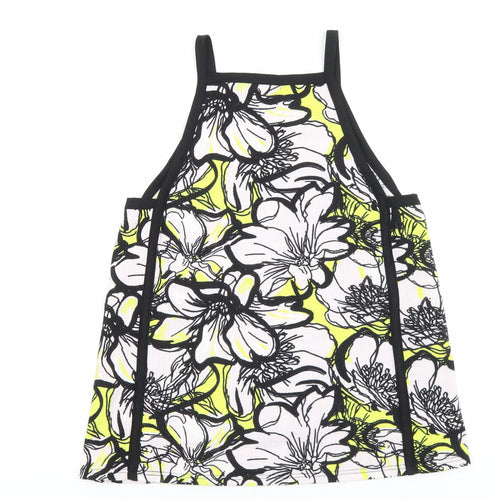 River Island Womens Black Floral Polyester Basic Tank Size 14 Square Neck