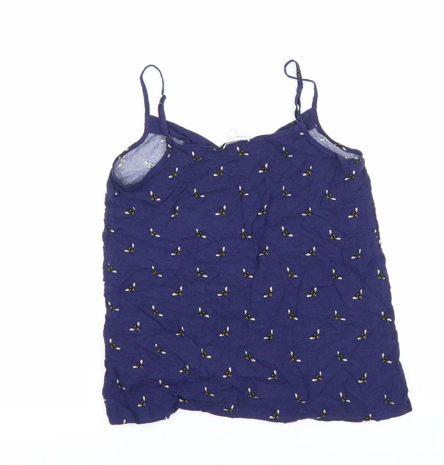 Warehouse Womens Blue Geometric Viscose Basic Tank Size 8 V-Neck - Bee Pattern