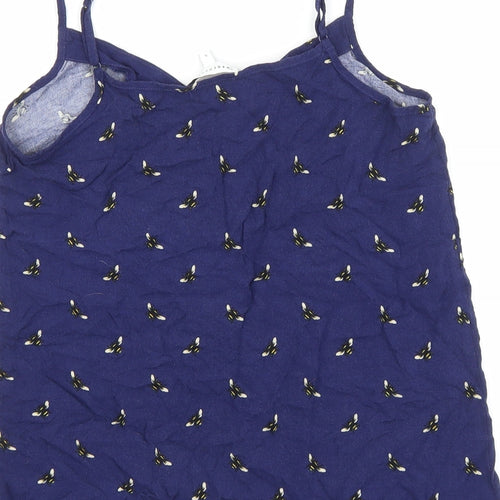 Warehouse Womens Blue Geometric Viscose Basic Tank Size 8 V-Neck - Bee Pattern