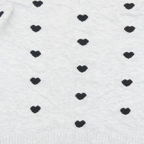 Gap Womens Grey Round Neck Geometric Cotton Pullover Jumper Size S - Heart Detail