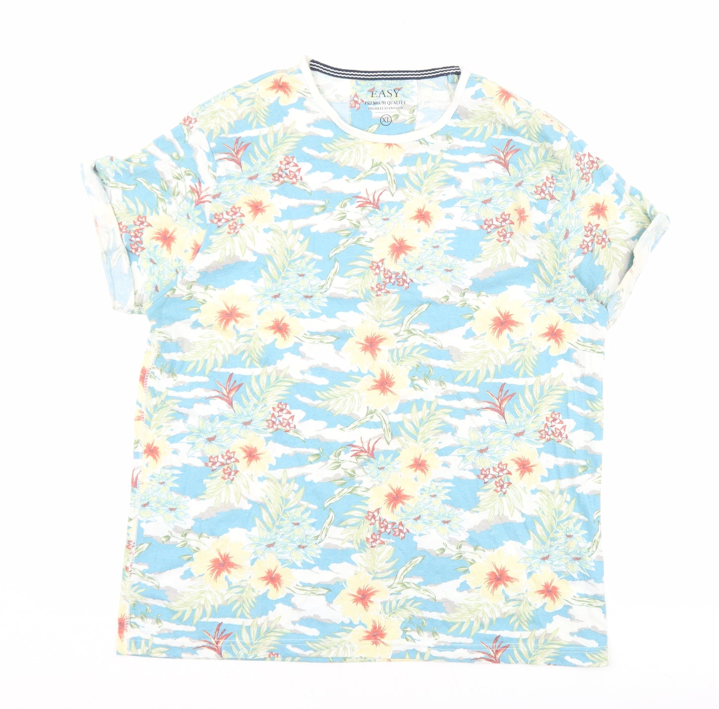 Matalan Mens Multicoloured Floral Polyester T-Shirt Size XL Round Neck