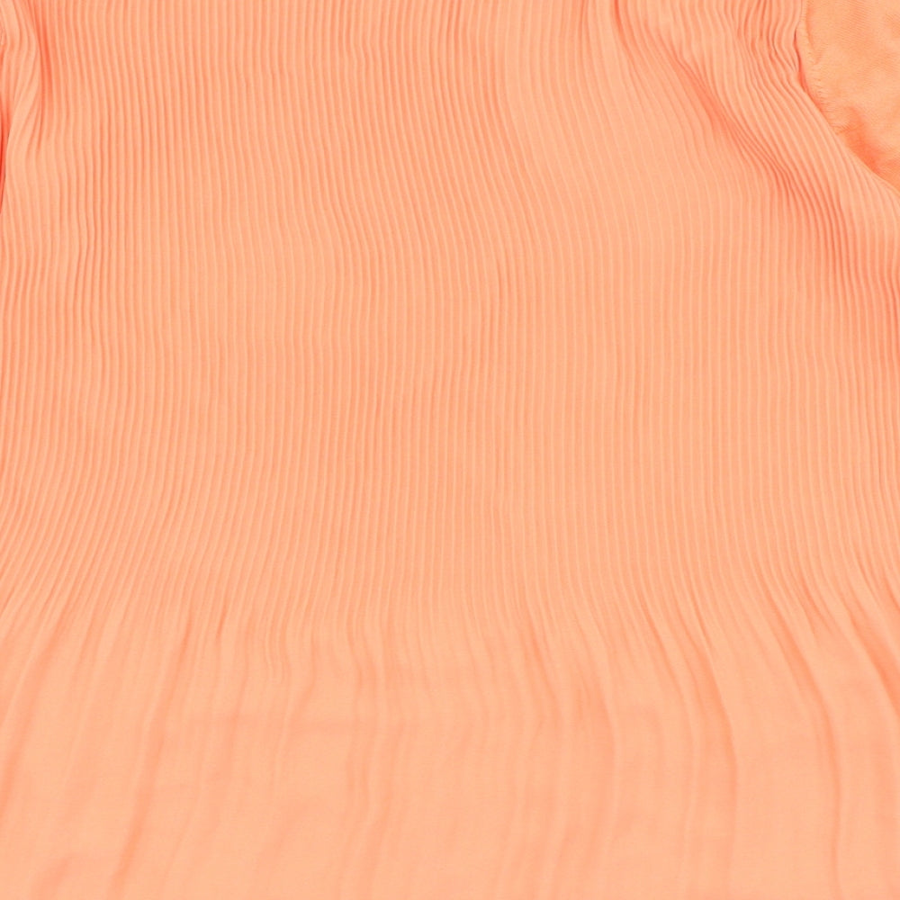 Marks and Spencer Womens Orange Viscose Basic T-Shirt Size 14 Round Neck