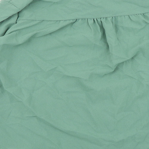 W Y Z & B Womens Green Polyester Basic Button-Up Size M Round Neck