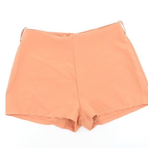 Made in Italy Womens Orange Polyester Chino Shorts Size 10 L3 in Regular Zip