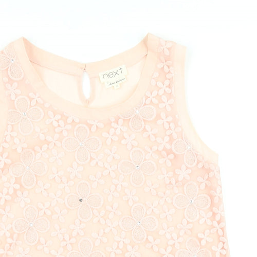 NEXT Womens Pink Floral Polyester Basic Tank Size 12 Scoop Neck