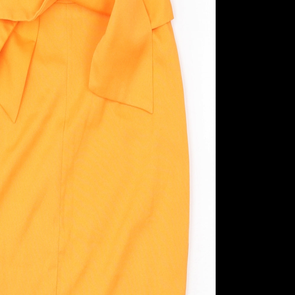 Lavish Alice Womens Orange Polyester Straight & Pencil Skirt Size 6 Zip
